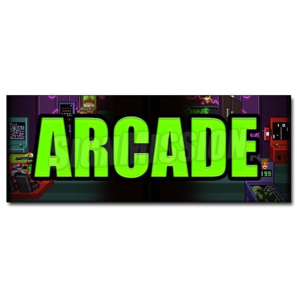 ARCADE DECAL sticker video pinball skeeball bowling games shooting play, D-36 Arcade